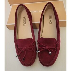 Michael Kors Daisy Loafers Size 5.5 Merlot Moc Toe Slip On Suede Shoes NIB